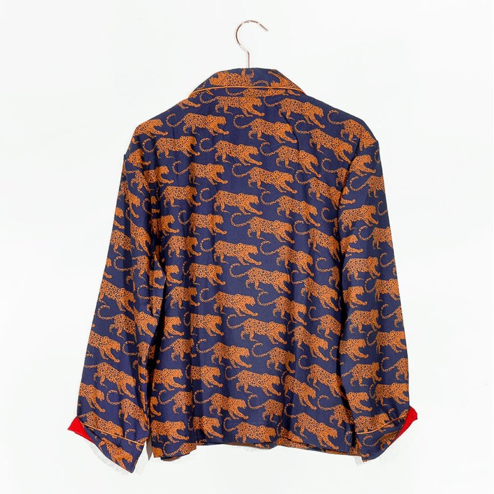 SILK Elegant Leopard Print Pajama Set Lounging Suit L XL - Picture 5 of 7